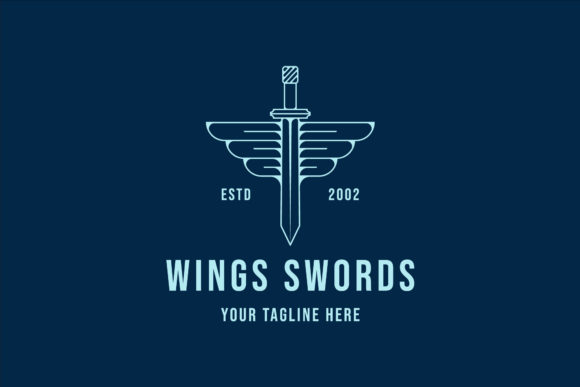 Download Wings and Sword Logo Line Art Simple - Logo Collection